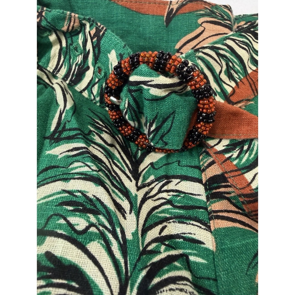 Nicole Miller 100% Linen Wide Leg Cropped Pants Size Large Tropical Print Resort - Picture 5 of 7